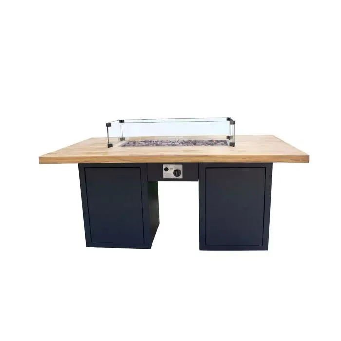 Cozy Living L/D haard Sagres 150x90 cm - donker grijs / teak look