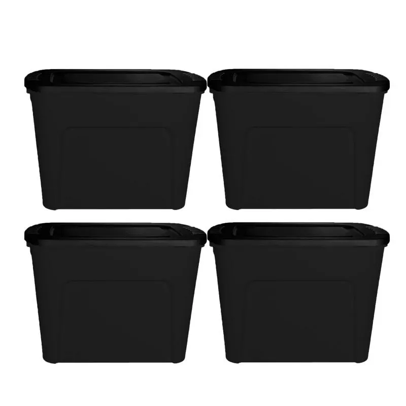 JUEGO DE 4 CONTENEDORES ECO BOX 80 LTS NEGRO -
