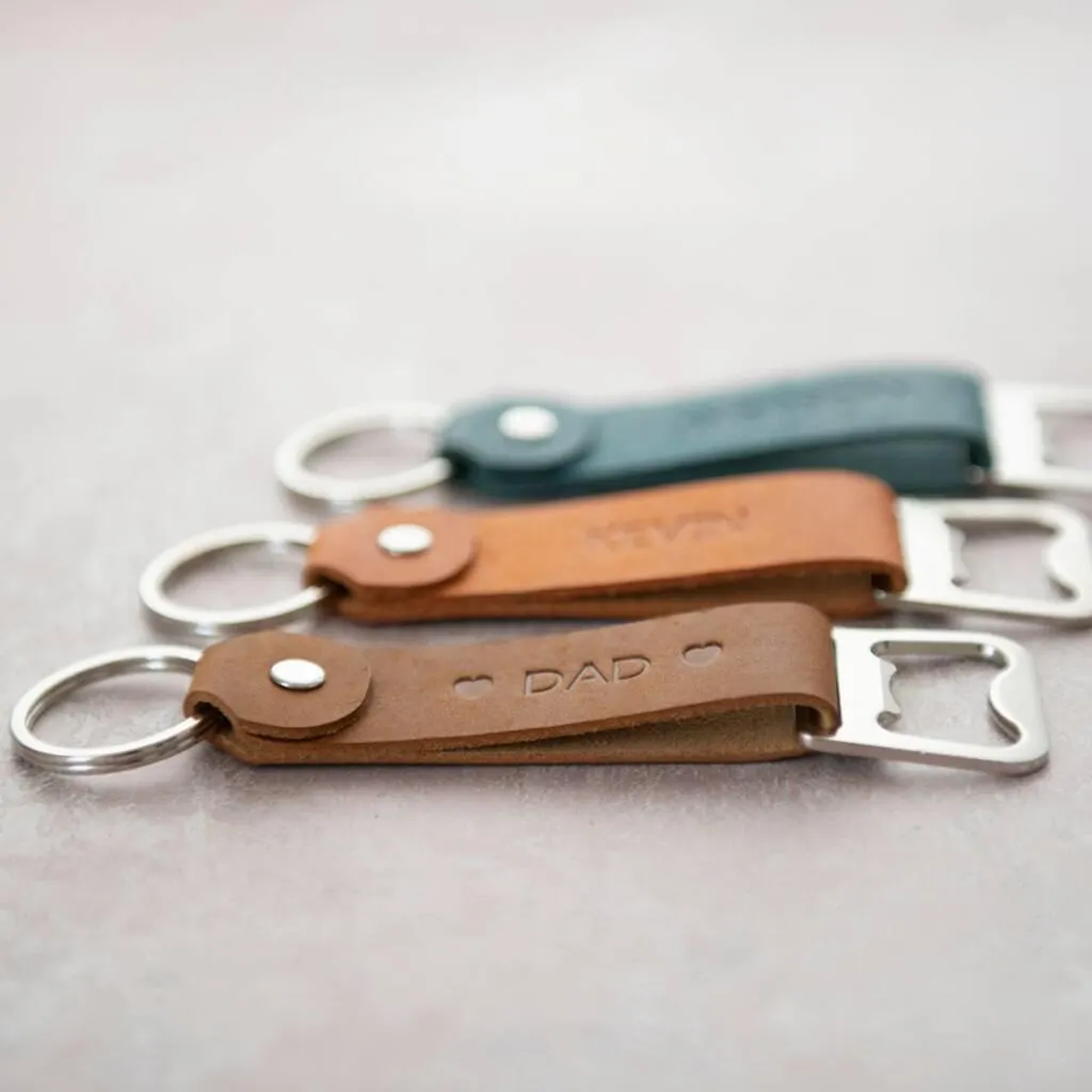 Personalised Leather Bottle Opener Keyring
