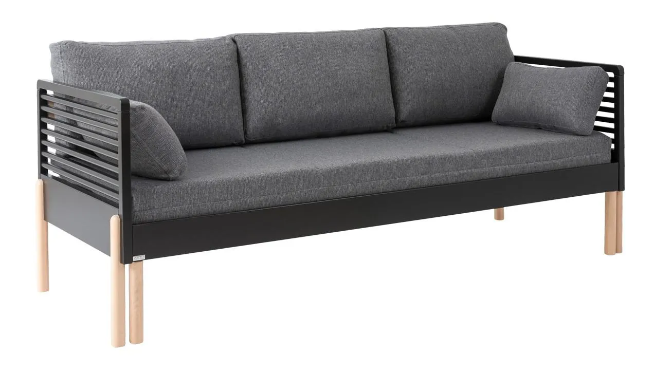 LENNU-sohvasänky 210 cm patjasarjalla Musta/Harmaa