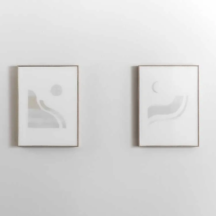 White Abstract Line Framed Art Prints, Set of 2