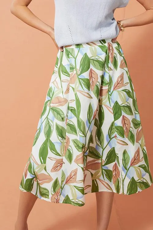 Grace Hill Poplin Printed Skirt