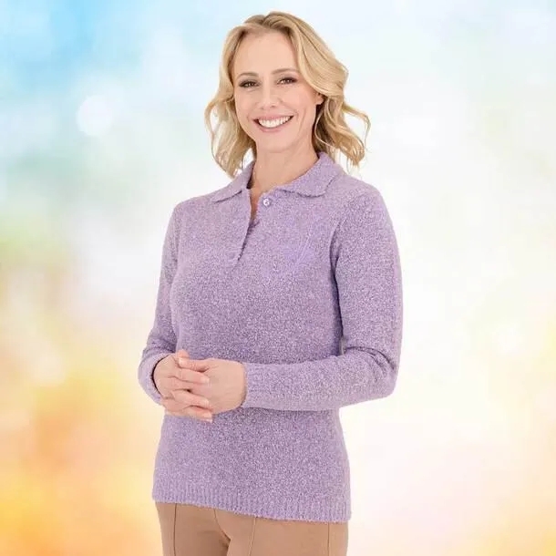 Embroidered polo sweater