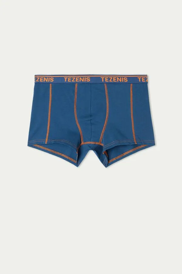 Boxer in Cotone Cuciture a Contrasto con Logo