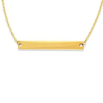 9ct Gold 45cm Solid Trace Engravable Bar Plate Necklet