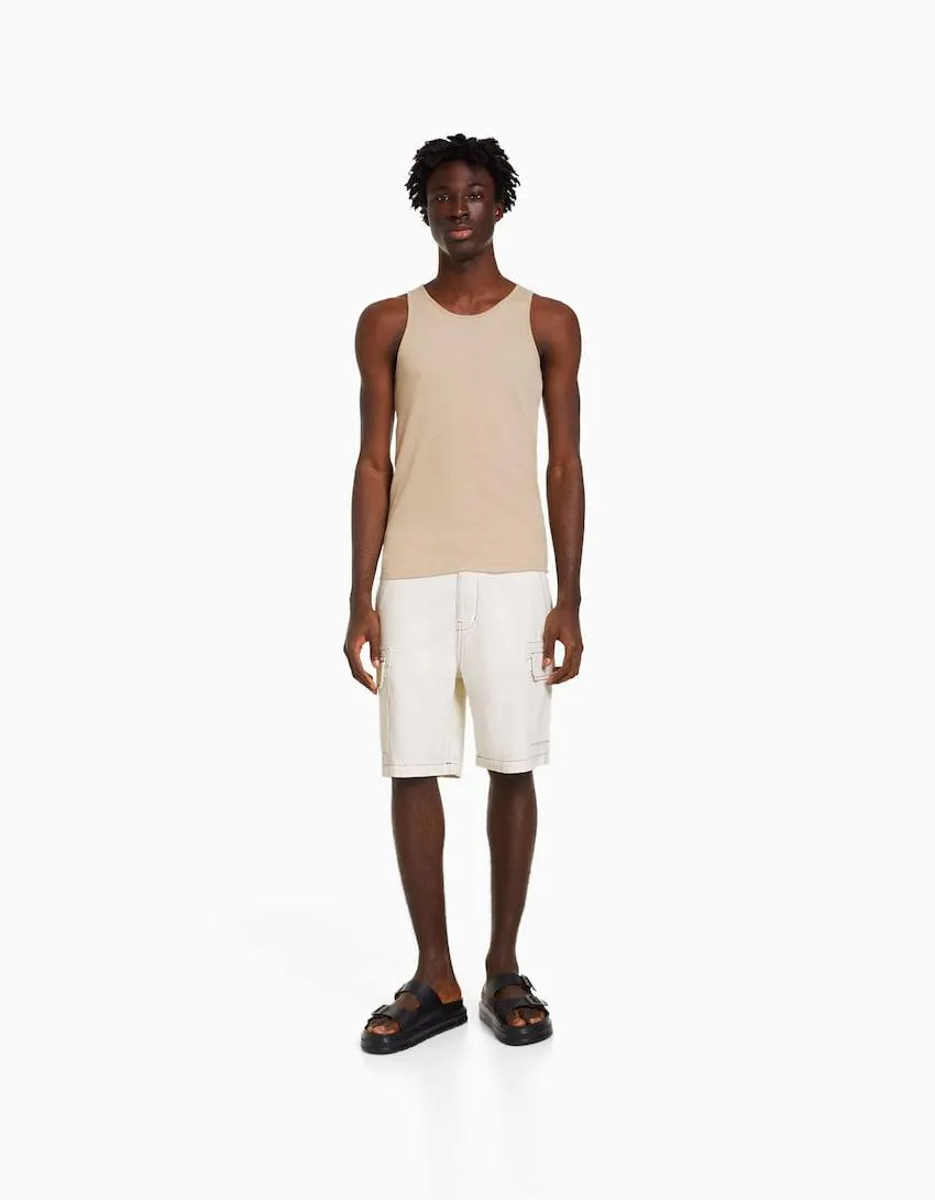 Contrast thread cargo Bermuda shorts