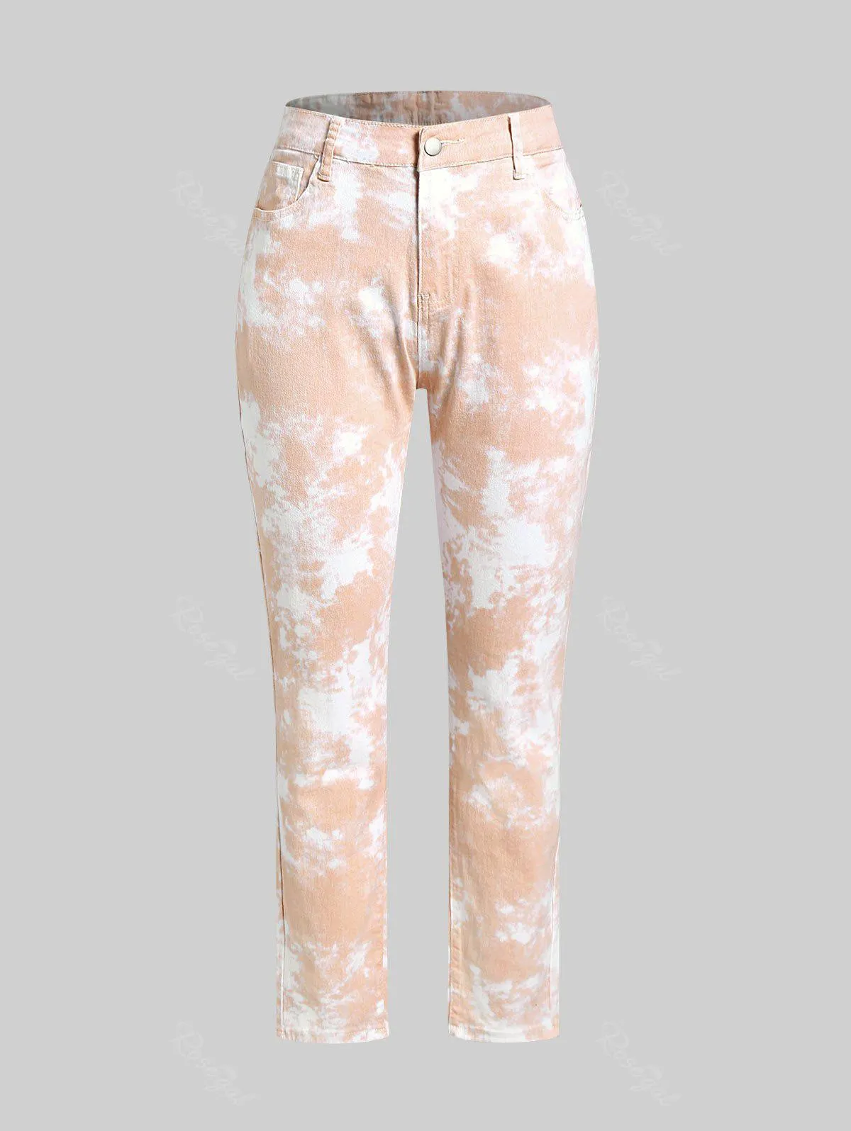 Plus Size Acid Wash Pocket High Waisted Jeans - 1x