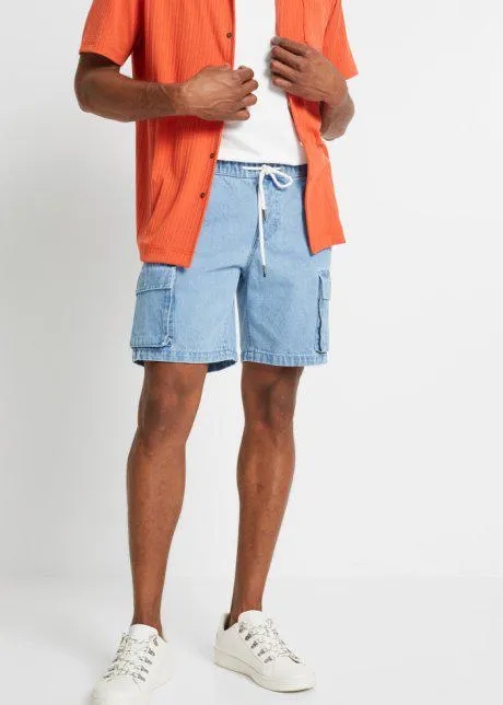 Shorts di jeans con elastico in vita, loose fit