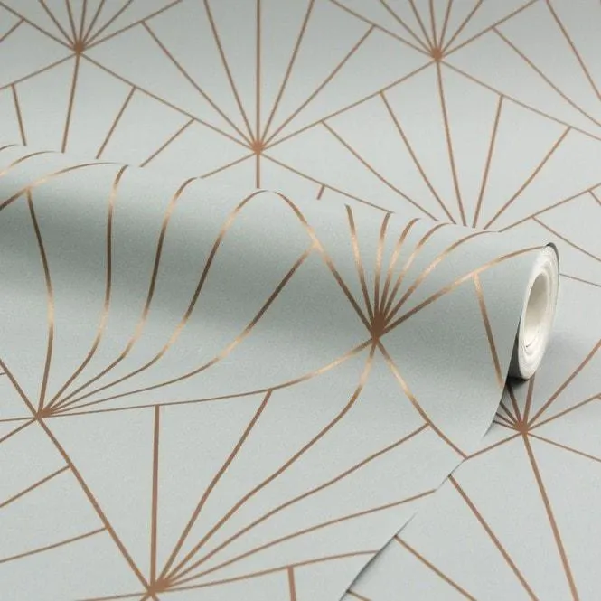 Betty Metallic wallpaper in grey & copper