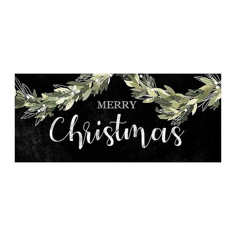 Black and Green Merry Christmas Canvas Art Print