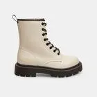 Botas militares de mujer efecto piel con suela dentada