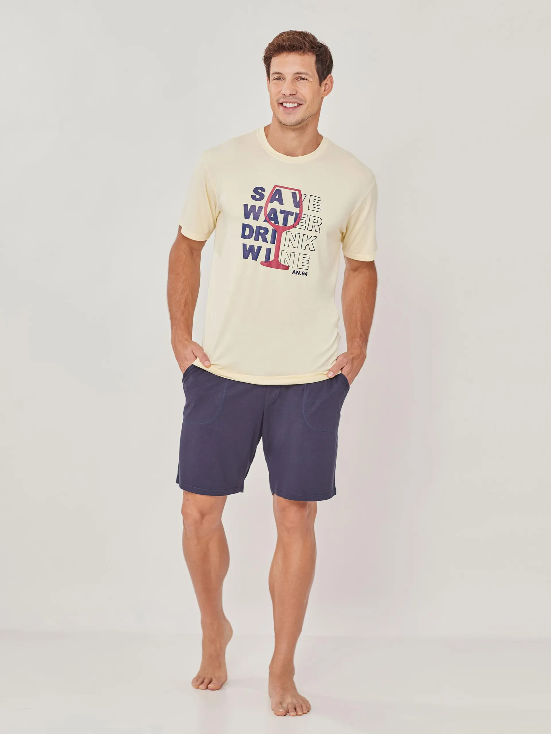 Pijama Masculino Manga Curta Alfeu