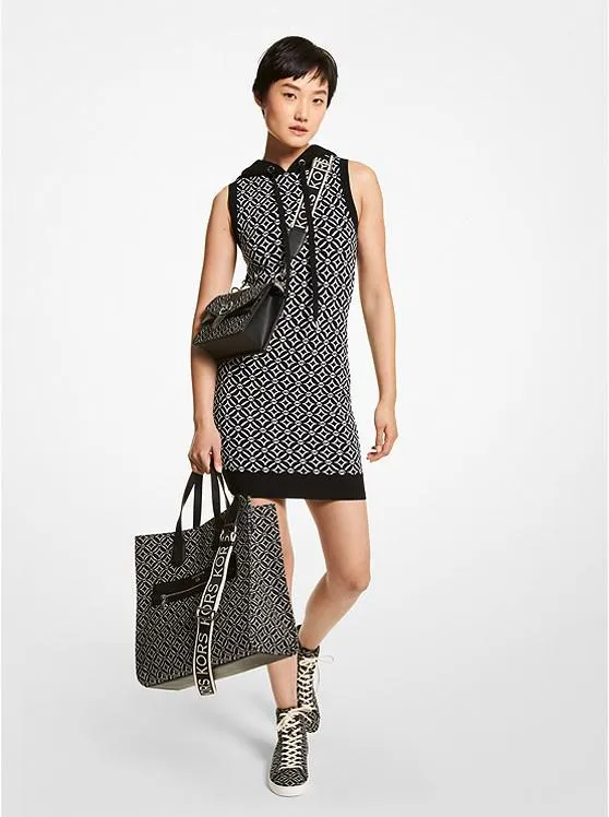 Logo Jacquard Hoodie Dress