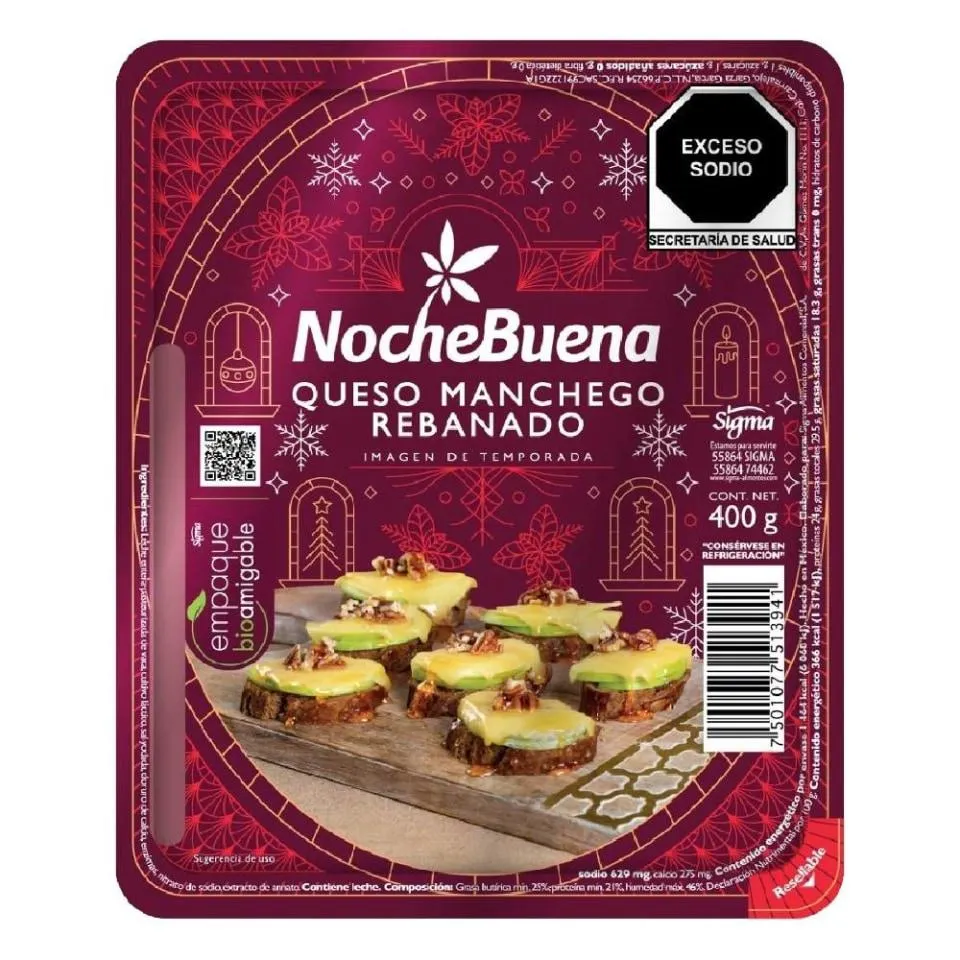 Queso manchego NocheBuena rebanadas 400 g