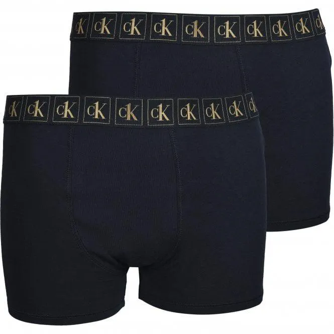 Calvin Klein 2-Pack Golden Block Logo Boys Boxer Trunks, Black/gold