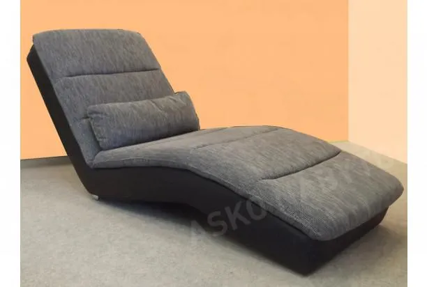 Relaxačné ležadlo Yankee, čierna ekokoža/šedá tkanina