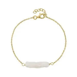 Gold Plated Sterling Silver Elongated Freshwater Pearl Women’s Bracelet