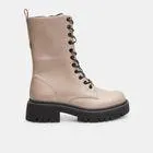 Botas militares de mujer efecto piel con suela dentada