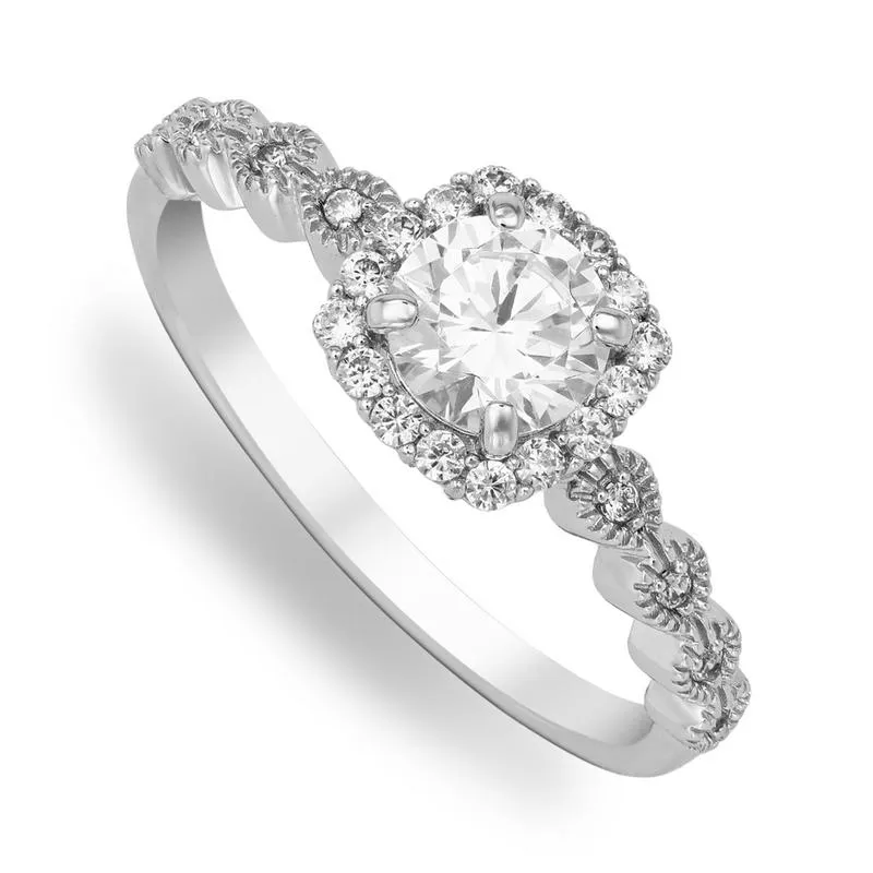 Cheté Sterling Silver & Cubic Zirconia Vintage Cushion Solitaire Ring
