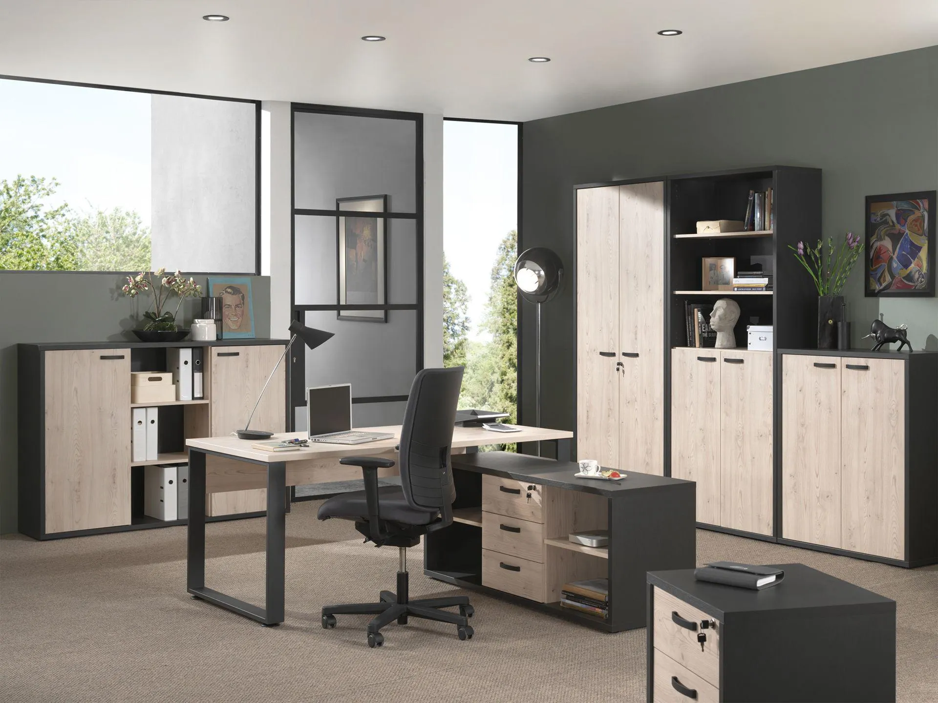 Bureau 150x80 UPGRADE Zwart/Kastanje