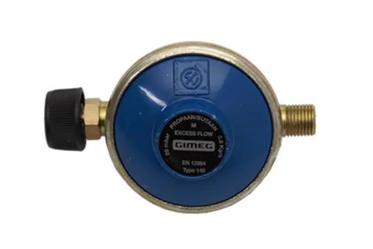 Gimeg Campingaz drukregelaar 29 mbar 1/4" links buitendraad -blauw