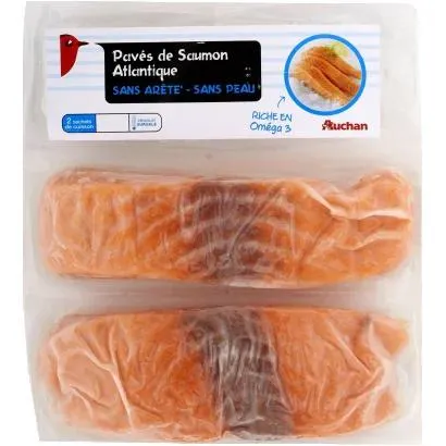 Auchan Nívó Atlantic Salmon Fillet Slices quick-frozen without skin, skinless 2 pcs 250 g