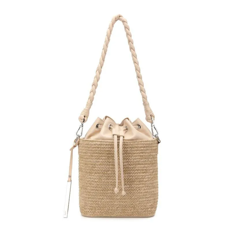 Bolsa Bucket Palha Bege Nude Off White