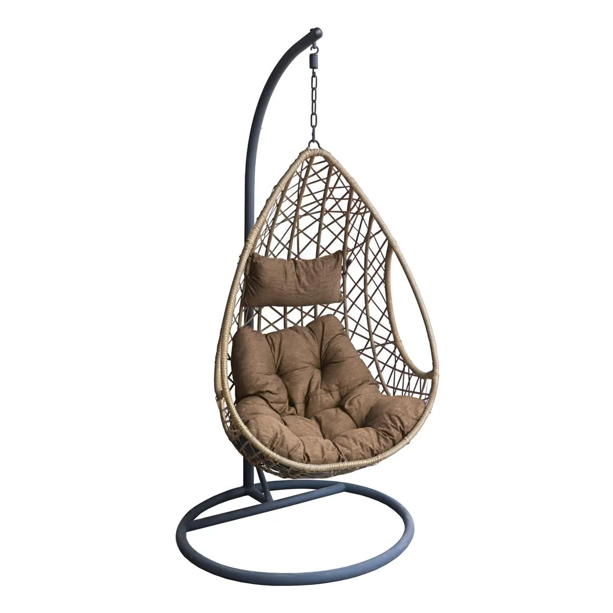 Cadeirão Baloiço Em Metal E Rattan Sintético Com Almofada