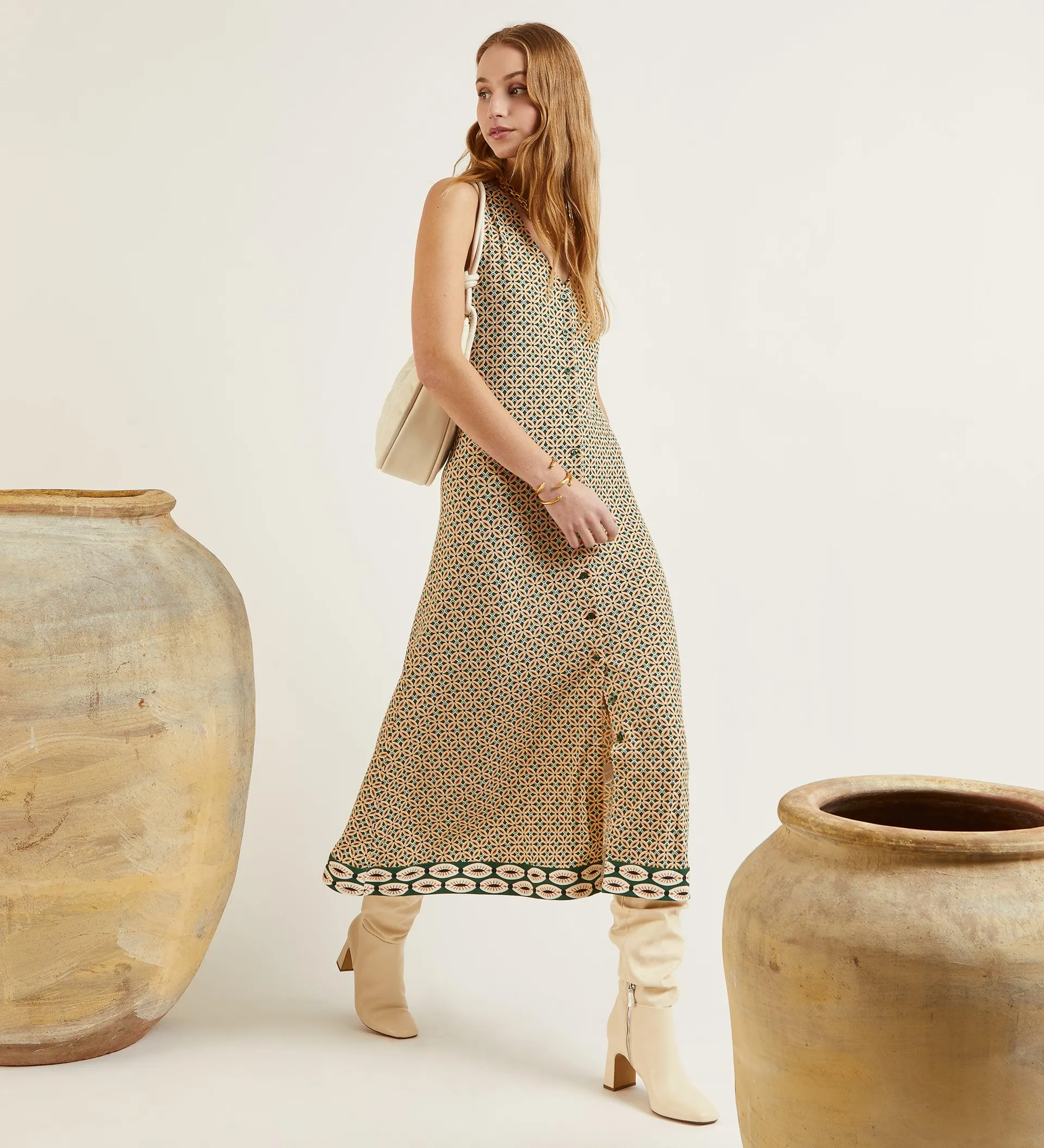 Vestido largo punto estampado