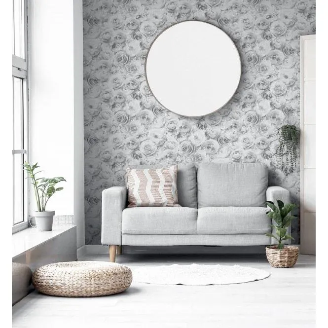Wild Rose wallpaper in Silver