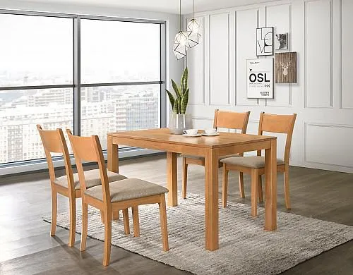 Jídelní set VAŠEK stůl + VILMA židle 4ks Olše/ látka Sand