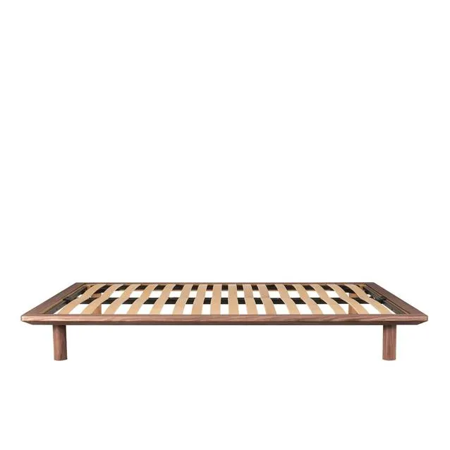 Wooden Bed Frame, W 170 x D 215 x H 5.5 cm, Double, Walnut , MiddleEast Spec