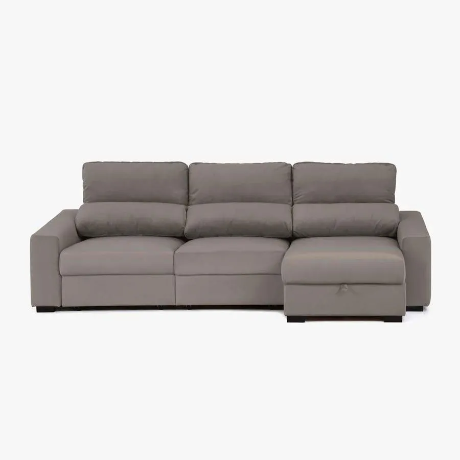 Sofá com Chaise Longue Taupe RUFFALO