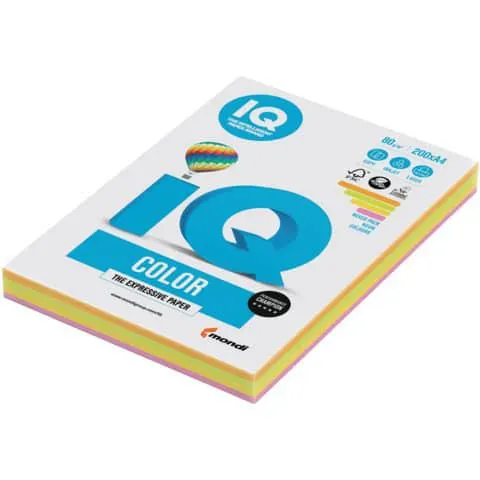 Kopierpapier A4 80g neon color sortiert 200 Blatt MONDI IQ color neon