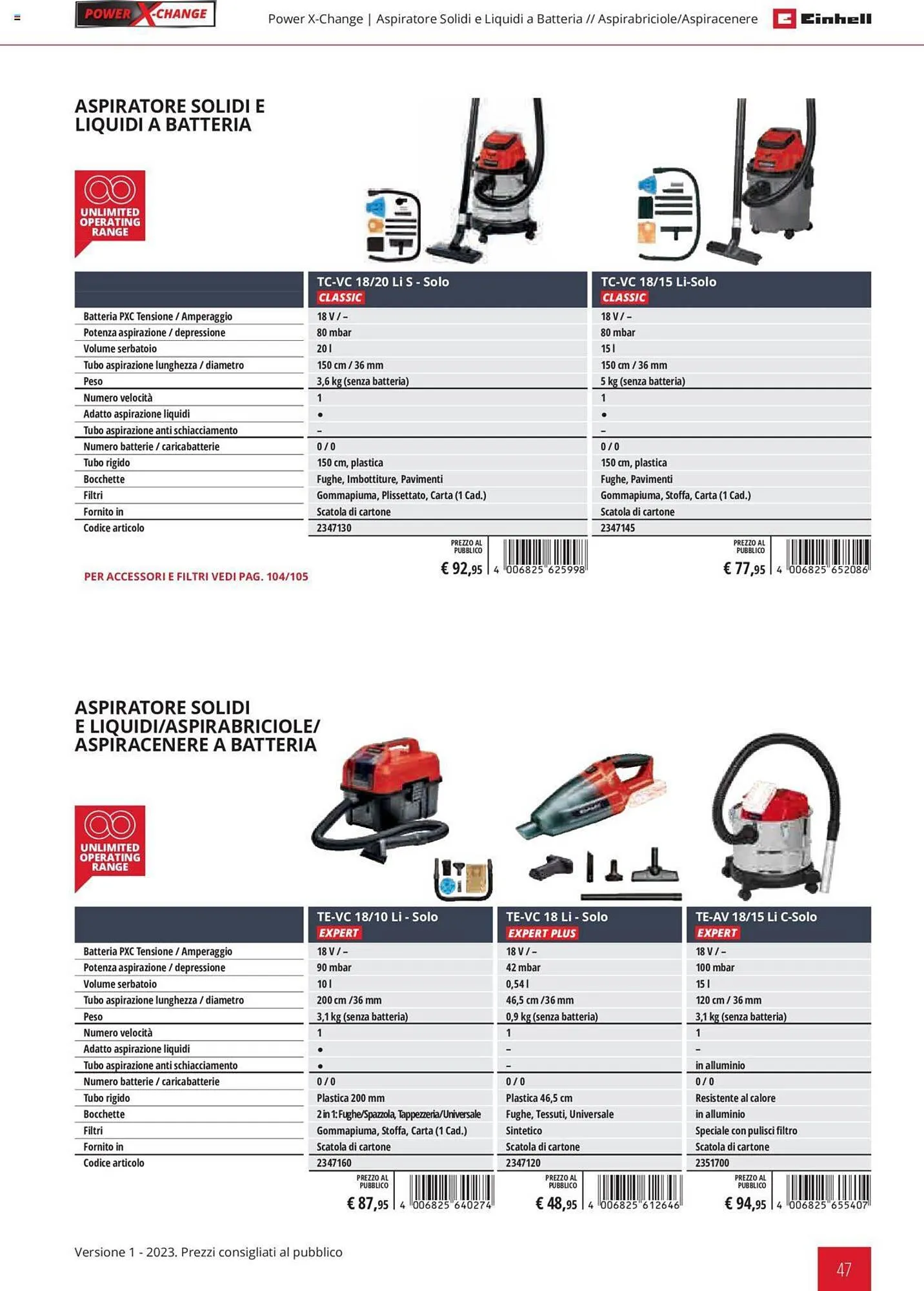 Volantino Einhell da 1 febbraio a 31 dicembre di 2023 - Pagina del volantino 47