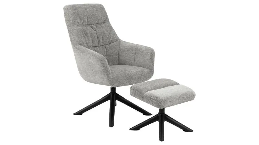 HEATHER-nojatuoli ja rahi Skyland-kangas, vaaleanharmaa