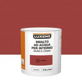 SMALTO ACQUA PER INTERNI 2 MANI ROSSO CARMEN3 BRILLANTE 500ML LUXENS