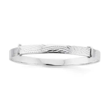 Silver 4x40mm Engraved Children's Expander Bangle