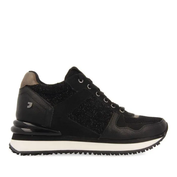 Lellig women's black monochrome sneakers with inner wedges