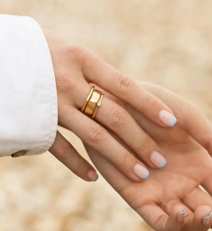 Siren Muse, Mini Diamond and Hammered Ring Stack