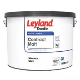 Leyland Trade Contract Matt Mercury Grey Emulsion Matt Paint 10Ltr