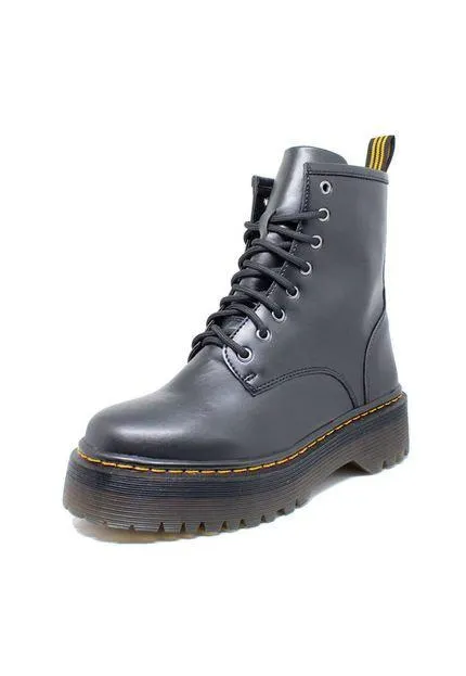 Coturno Tratorado Inglês Estilo Veggie Preto Grafite