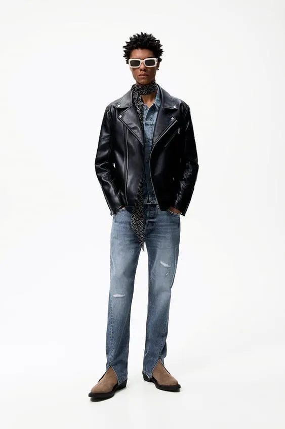 CAZADORA BIKER EFECTO PIEL