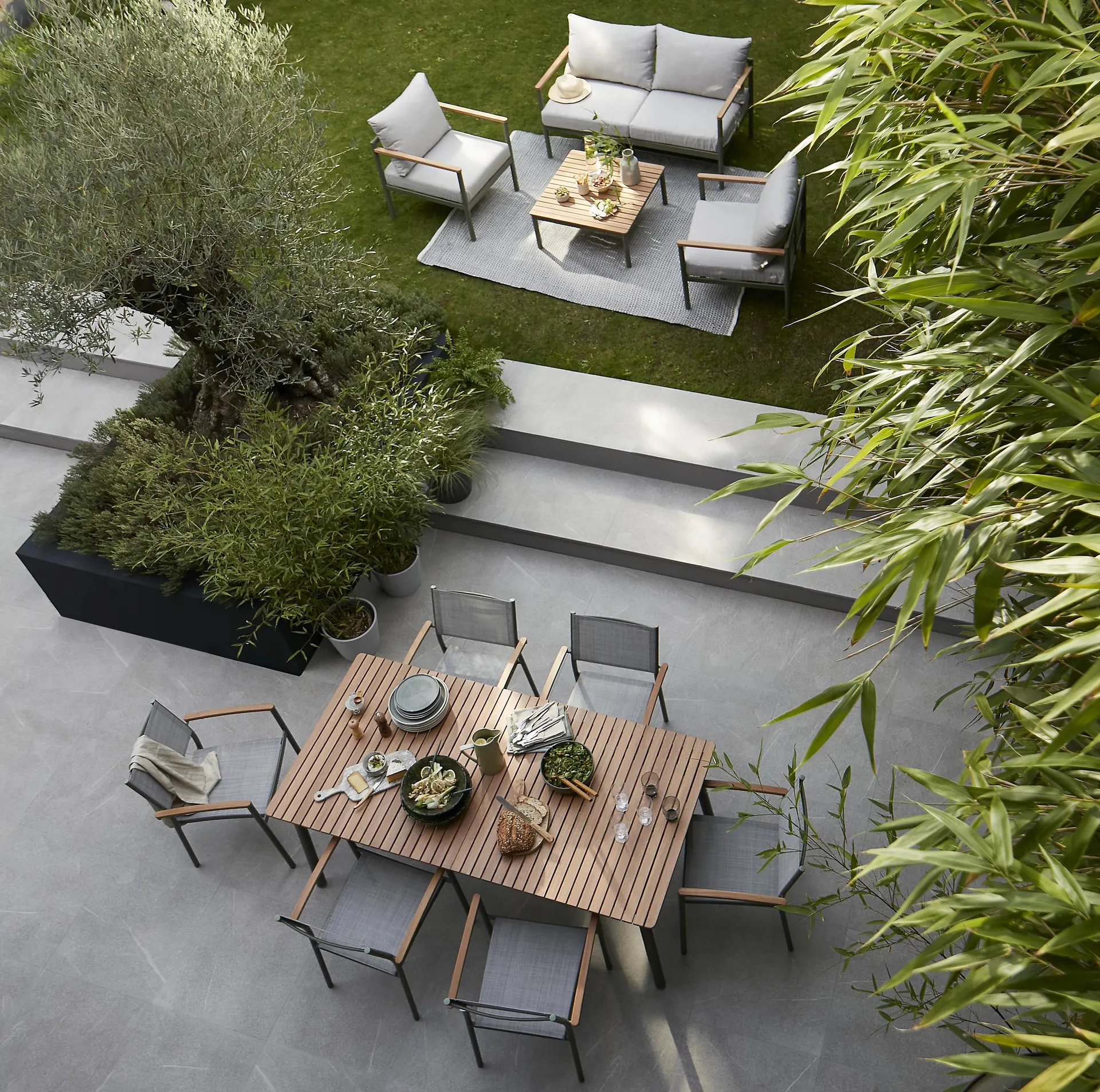 GoodHome Akoa Deep lichen green Metal 6 seater Dining set
