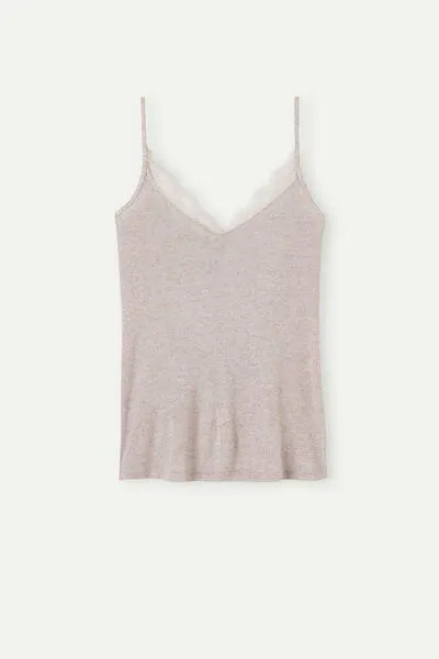 Top in Modal Ultralight con Cashmere con Pizzo