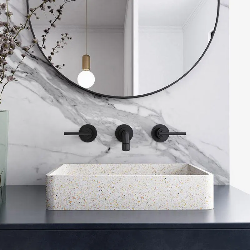 Lavamanos Sorrento Sobre Cubierta Rectangular sin Rebalse Blanco/Rosado