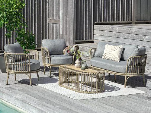 Set lounge ILLERUP 5 posti naturale