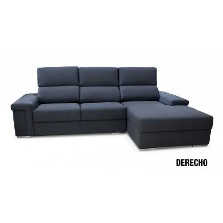 Sofá 3 plazas con chaiselongue en gris oscuro