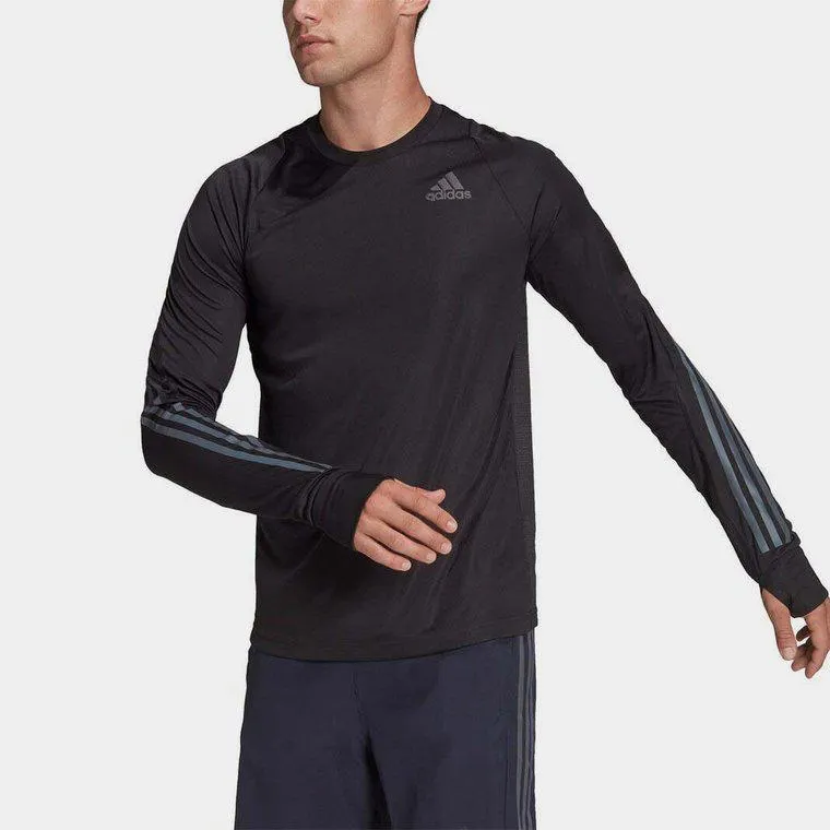 adidas 3 Stripe Long Sleeve Mens Running Top