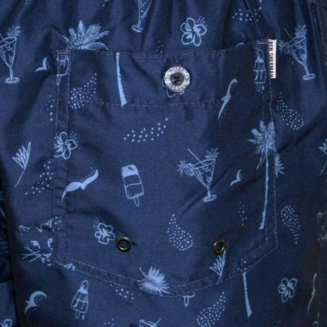 Ben Sherman Lollies & Cocktails Print Swim Shorts, Navy